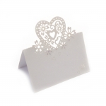 Картонена картичка със сърце 9x12 см цвят перлено бял
