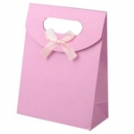 Торбичка за бижута от картон със сатенена панделка 163x123 мм - розова