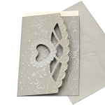 Картичка дантела и сърце 185x125 мм цвят сребро с плик щампа