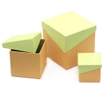 Кутия картон комплект от 3 броя -7x7.2 см, 10.5x10.1 см, 13x13.2 см цвят жълто и зелено