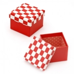 Кутийка за бижута 70x59 мм картон бяло и червено