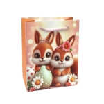 Подаръчна торбичка от картон 18x23x10 см Великденски зайчета с яйца