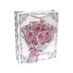 Подаръчна торбичка от картон 26x32x10 см 3D Сватбен букет