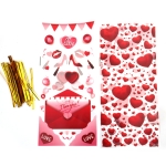 Целофанов плик 12x27 см МИКС Любов 4 дизайна с връзка -50 броя 