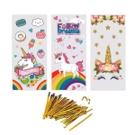 Целофанов плик 12x27 см МИКС Еднорог 3 дизайна с връзка -50 броя 