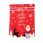 Коледен плик от PE материал 29x42 см със сатенена лента цвят червен Merry Christmas and Happy New Year