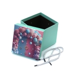 Подаръчна кутия 13x13x12.8 см цвят тюркоаз