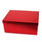 Кутия за подарък 22.5x16x9.5 см имитация кожа цвят червен