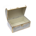 Кутия за подарък куфарче 20.5x11.5x11.8 см цвят бял с мраморен ефект