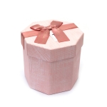 Кутия за подарък осмоъгълна с пандела 13x13x13 см цвят розов
