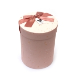 Кутия за подарък цилиндрична с пандела 14x14x18 см цвят розов