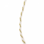 Шнур полиестер 3 мм пресукан с ламе цвят бяло и златно -5 метра