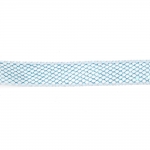Лента органза 25 мм бяла с мрежа брокат синя светло -2 метра