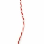 Шнур памук 1 мм пресусано бяло и червено 2x2 ката ~100 метра