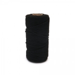 Шнур памук 4 мм цвят черен -100 метра