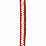 Ширит 15 мм памук червен с бяло -1 метър