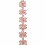 Ширит цвете памучна основа 25 мм брокат розов -1 метър