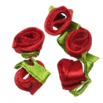 Роза 8 мм с листенце червена -50 броя