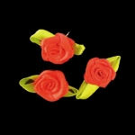Роза 12х30 мм с листо червена -50 броя