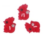 Фигурки от текстил катеричка цвят червен 31 мм -10 броя
