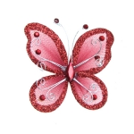 Пеперуда 70х60 мм с брокат червена тъмна