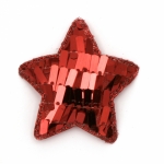 Звезда текстил и пайети 50x40 мм цвят червен -5 броя