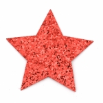 Звезда филц с кожа и брокат 80x65 мм цвят червен -2 броя