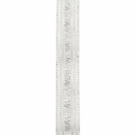Ширит органза 25 мм бял с ламе сребро орнамент -2 метра