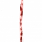 Ширит текстил 8 мм каре червено и бяло -10 метра