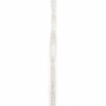 Лента сатен 7 мм бяла с ламе сребро -10 метра