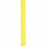 Лента сатен 10 мм рипс точки бели жълта -5 метра