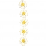 Ширит цвете плетен дантела 25 мм бяло и жълто - 1 метър