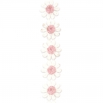 Ширит цвете плетен дантела 25 мм бяло и розово - 1 метър