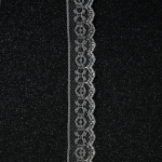 Дантелена лента 25 мм бяла и сребро - 1 метър