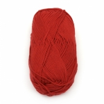 Прежда КАРМА цвят червен 100 % натурален пениран памук -150 метра -50 грама