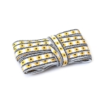 Ширит 11 мм бял, с жълти цветя и черен кант -5 метра