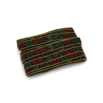 Ширит 10 мм, черен, с червено, зелено и бледозелен кант -5 метра