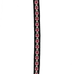 Ширит 9 мм черен с розови цветя -5 метра