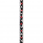 Ширит 15 мм черен с червено и бяло цвете и бял кант - 5 метра