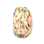 Прежда трикотажна лента 100 % полиестер цвят крем с щампа цветя -100 грама 