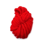 Прежда шенилна 100 % полиестер 20 мм дебелина цвят червен ~240 грама  -25 метра