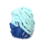 Прежда шенилна 100 % полиестер 20 мм дебелина цвят меланж бял, светло син, тъмно син ~240 грама  -25 метра