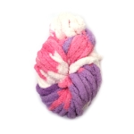 Прежда шенилна 100 % полиестер 20 мм дебелина цвят меланж бял, розов, лилав ~240 грама  -25 метра