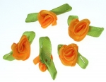 Роза 12х30 мм с листо оранжева -50 броя