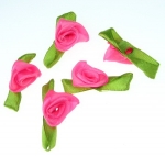 Роза 12x30 мм с листо розова електрик -50 броя