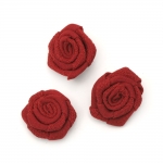Роза 30 мм текстил червена -5 броя