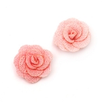 Роза 30 мм текстил розова -5 броя