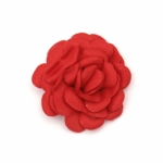 Роза текстил 35 мм с пънче цвят червен -5 броя