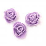 Гумирани рози с органза цвят лилав 35 мм -10 броя