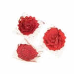 Цвят роза 65 мм гума органза брокат червена